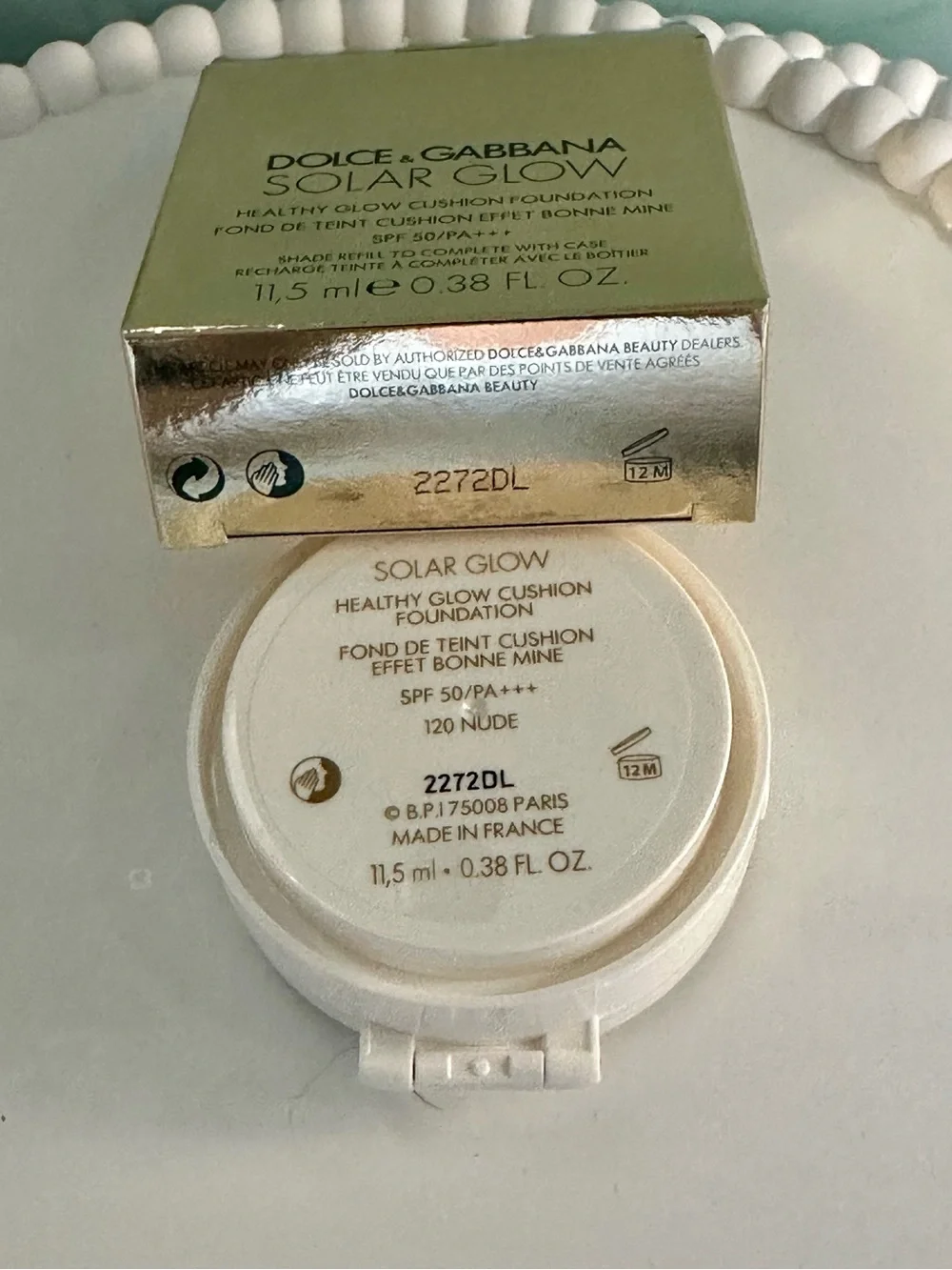 Dolce & Gabbana Solar Glow Cushion Foundation Refill 120 NUDE SPF 50 NEW IN BOX - Picture 3 of 3